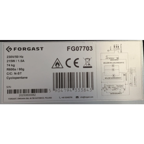 Witryna barowa chłodnicza FORGAST FG07703, 318 l, 3 drzwi przesuwne